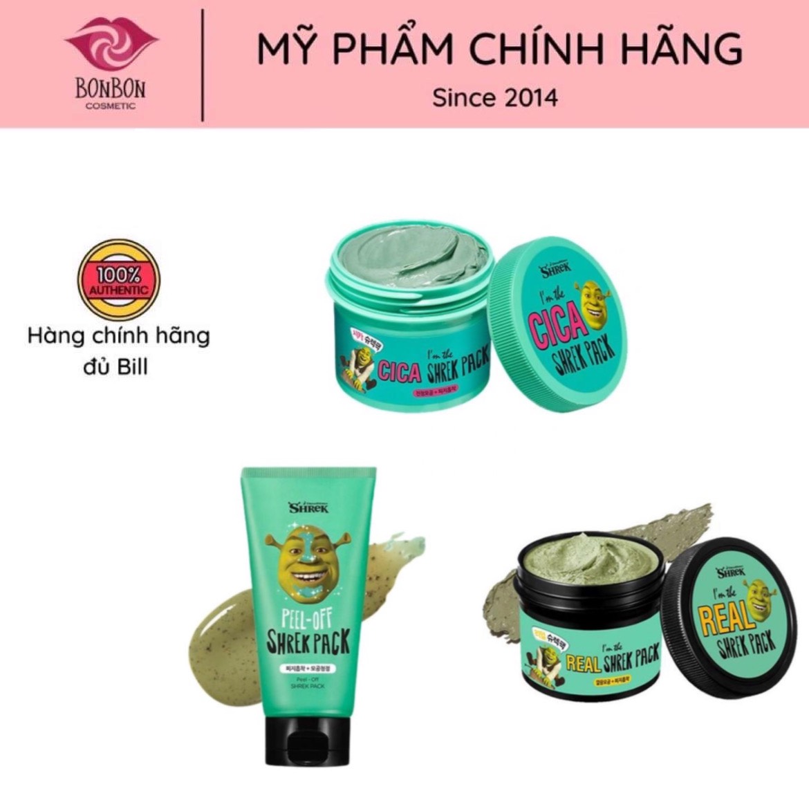 Mặt nạ đất sét SHREK Pack tự nhiên siêu thân thiện với làn da BONBONCOSMETIC