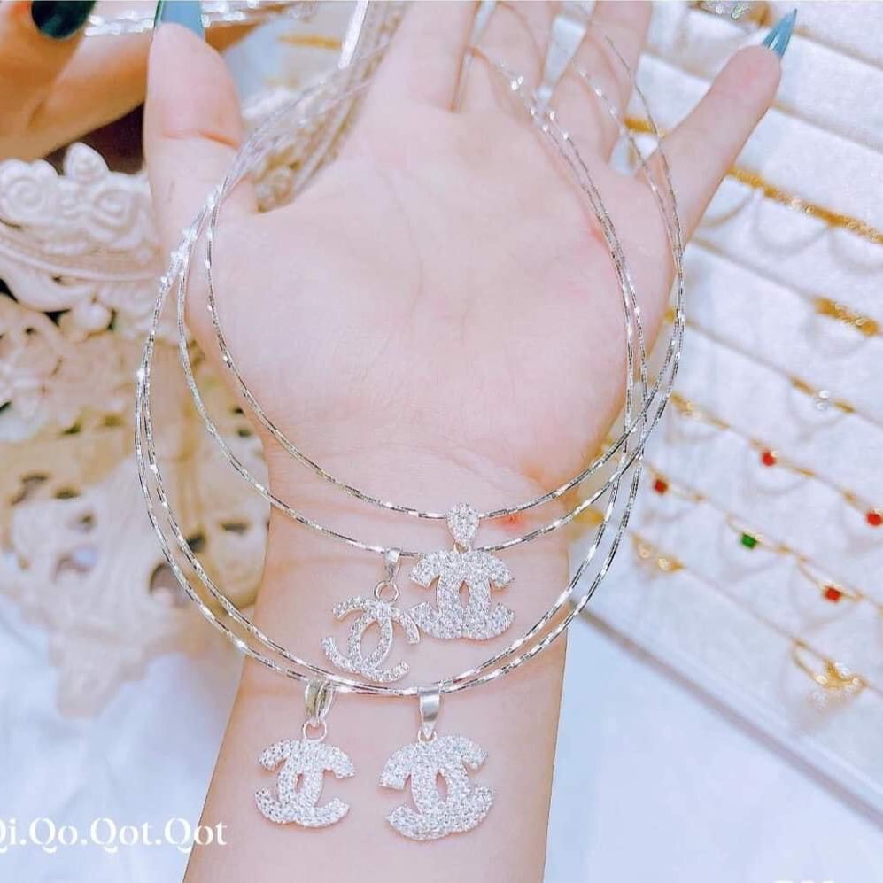 [HCM] Kiềng nữ vàng trắng , kiềng cổ bạc Ý xi kim, kiềng nữ đẹp mạ bạch kim, kiềng dẻo bạc chạm kim cương mặt chữ X đính pha lê full xoàn CAM KẾT KHÔNG ĐEN Trang Sức Miga DM056 - làm quà tặng bất ngờ vô cùng ý nghĩa