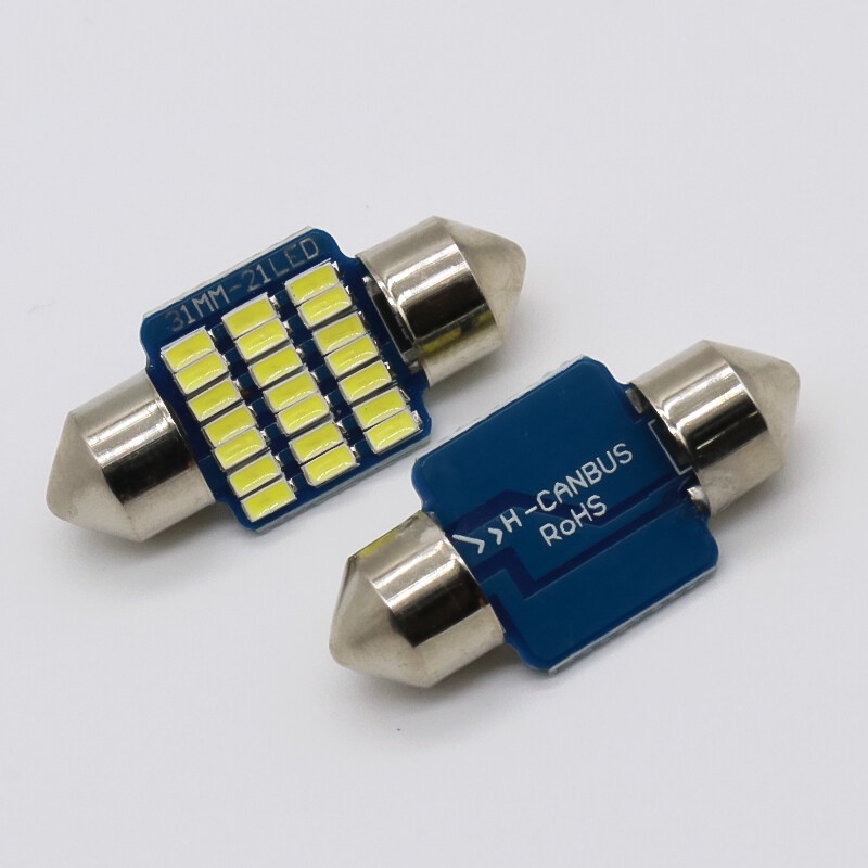ไฟLED ไฟเพดานรถยนต์ 21SMD 31MM ชิปขั้วแคปซูล / ขาว -ไอซ์บลู (ราคา 1 หลอด)