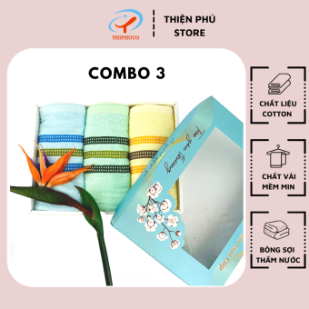 BỘ COMBO 3 Khăn Tắm Cotton Thiện Phú Bộ X652, Khăn Tắm Cao cấp Tiện Lợi Freeship