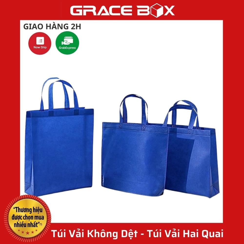 {Giá Sỉ} Túi Vải Không Dệt - Màu Xanh Dương- Túi Vải Bảo Vệ Môi Trường - Túi Vải Hai Quai - Siêu Thị Bao Bì Grace Box
