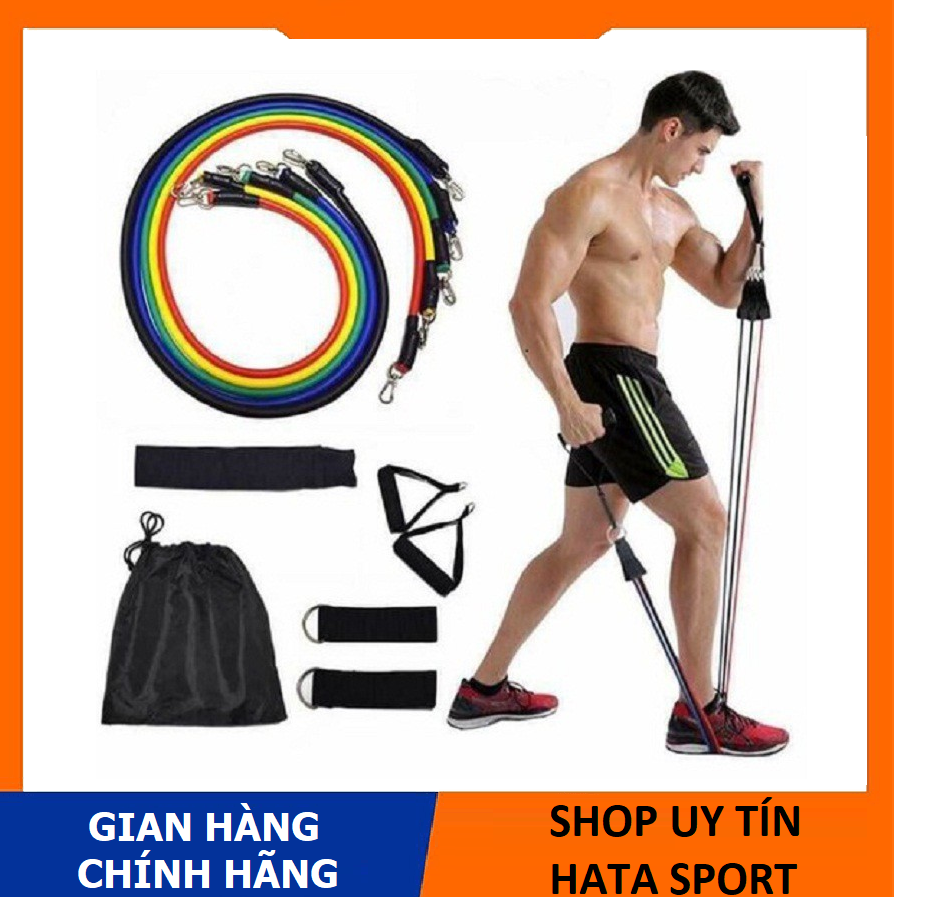 Bộ dây ngũ sắc tập gym tại nhà đàn hồi cao cấp HATA SPORT, bộ dây ngũ sắc, dây ngũ sắc