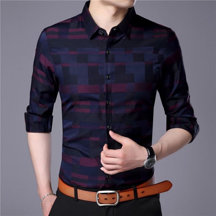 Áo sơ mi nam dài tay phối sọc 3d tập đoàn thời trang cực hot