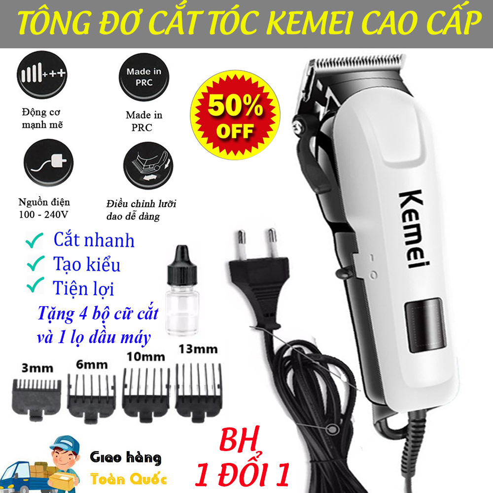 Tông đơ cắt tóc, tăng đơ, tông đơ điện. thiết kế hiện đại, động cơ mạnh mẽ, an toàn, dễ sử dụng với 4 đầu lược cắt.bh 1 đổi 1 .mua ngay!!