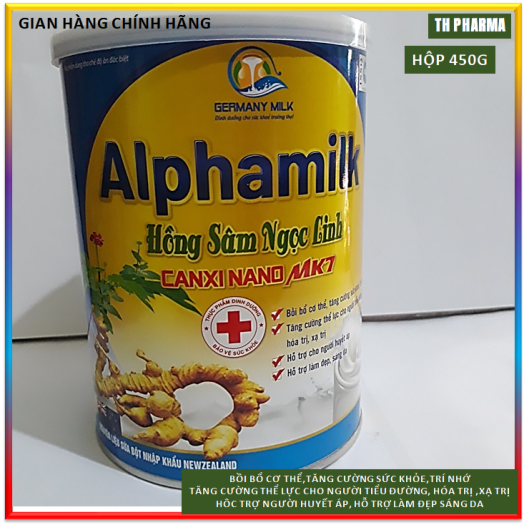Sữa Bột AlPhamilk Hồng Sâm Ngọc Linh Canxi Nano MK7  ,Tăng Cường Sức Đề Kháng, Trí Nhớ , cho người Tiểu Đường,  Huyết áp, làm Đẹp Da- mọi lứa tuổi