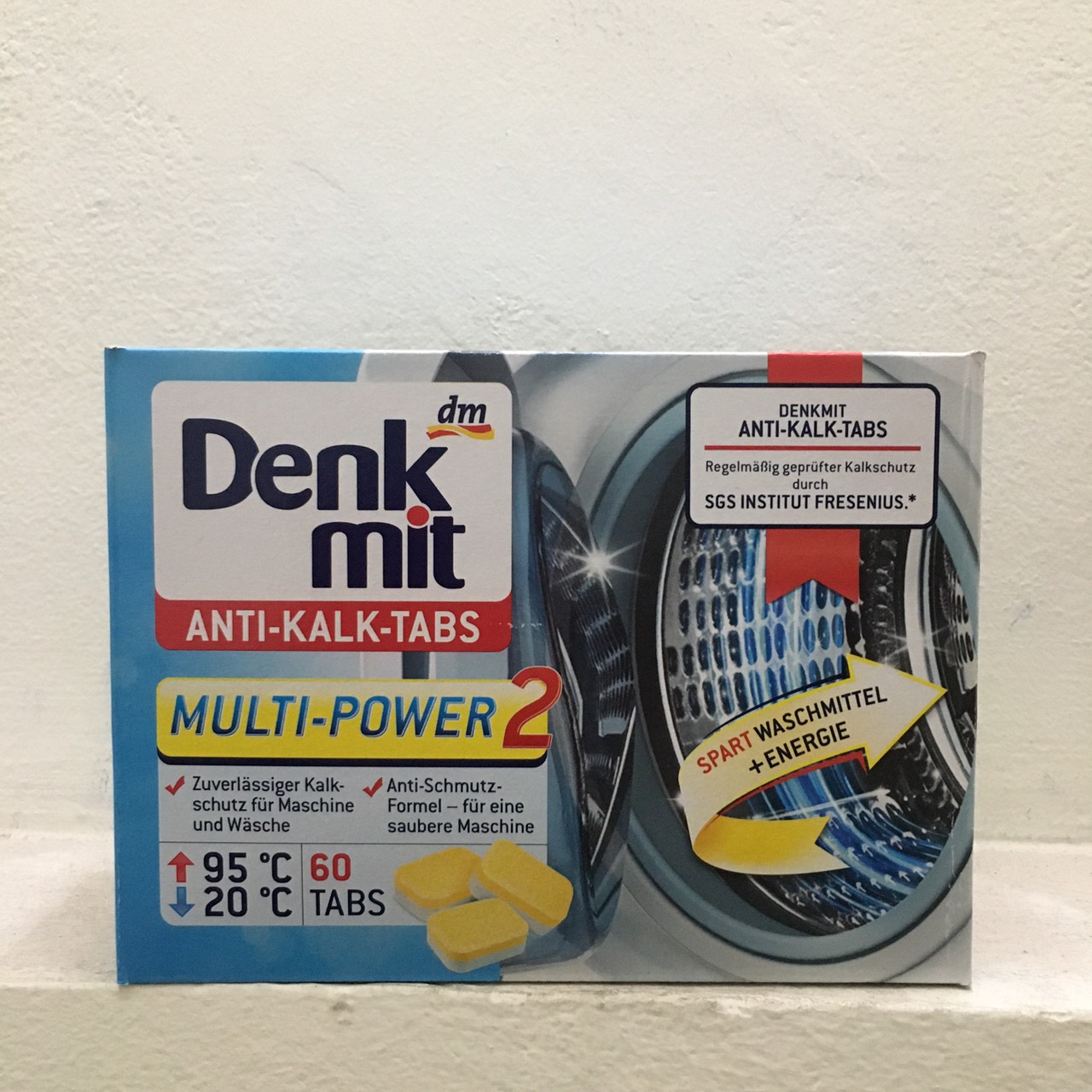 Hộp 60 viên tẩy lồng máy giặt DENKMIT. Tẩy sạch vết ố bẩn, chống bám cặn lồng giặt.