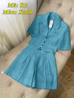 Set Bộ Nữ, Áo Cổ Vest, Quần Cộc, Bộ Tơ Xước Hàn, Mã R2