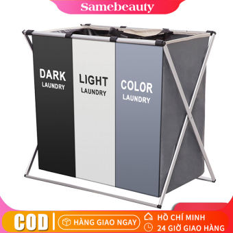 Giỏ đựng quần áo bẩn ba ngăn lớn có thể gập lại, Giỏ đựng đồ giặt tại nhà không thấm nước