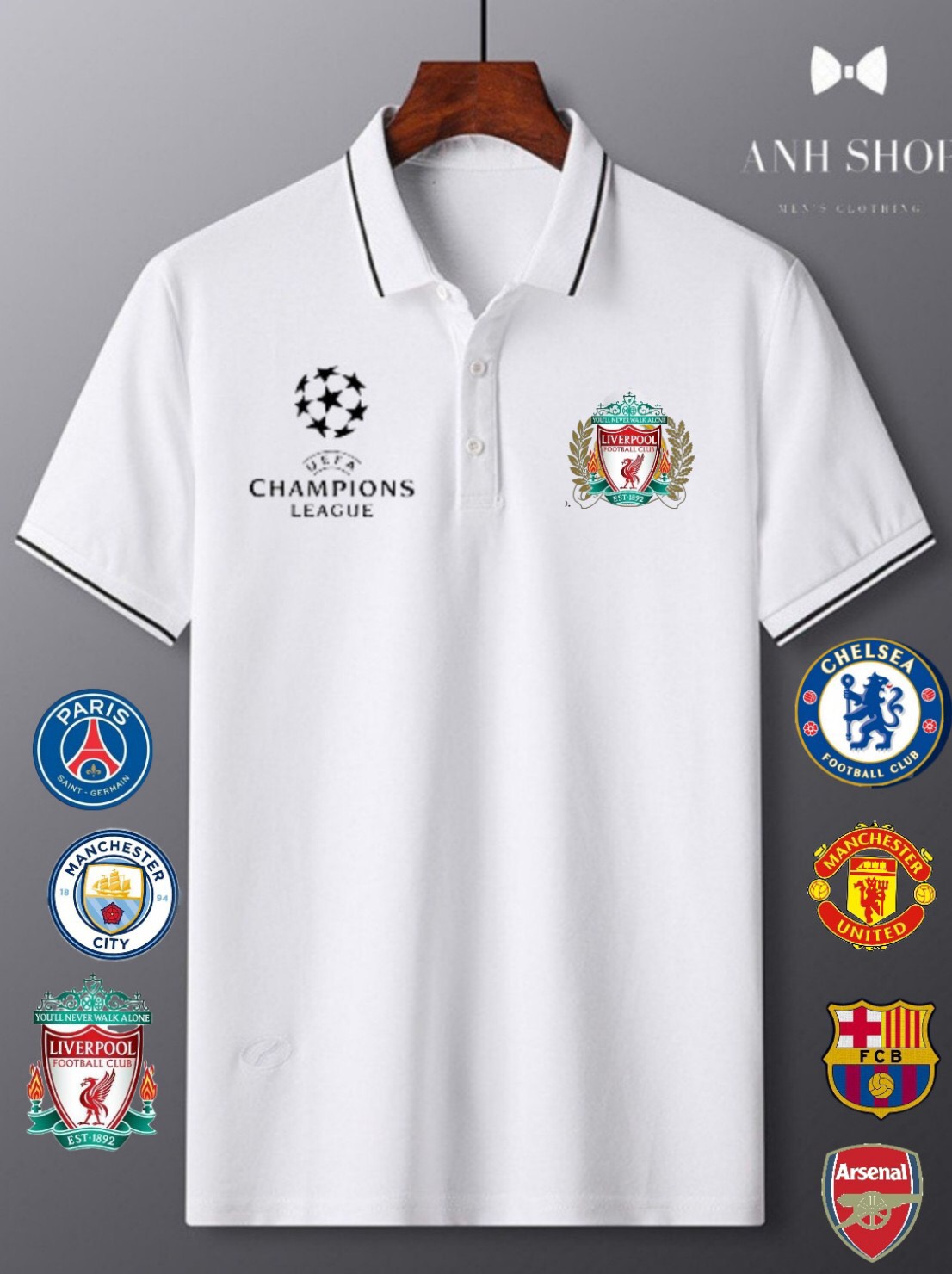 Áo thun polo nam nữ in logo câu lạc bộ liverpool, psg, chelsea, real cực đẹp hottrend 2022