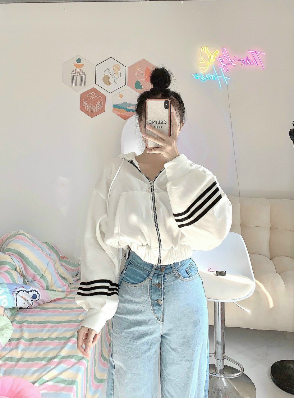  Áo khoác lửng croptop trơn tay phồng nỉ ngoại có nón unisex ulzzang nam nữ tp7665 