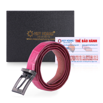 Dây thắt lưng nữ da cá sấu  màu hồng HK5205
