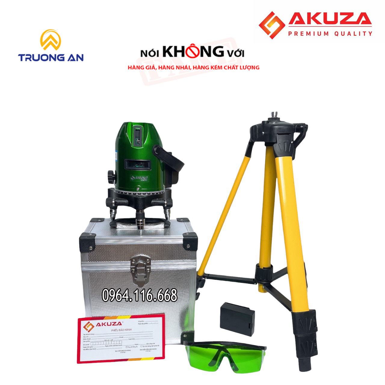 Máy cân mực laser akuza ak - 686d hộp nhôm, đo xa 80m , bắn cốt 5 tia xanh tặng kèm chân máy