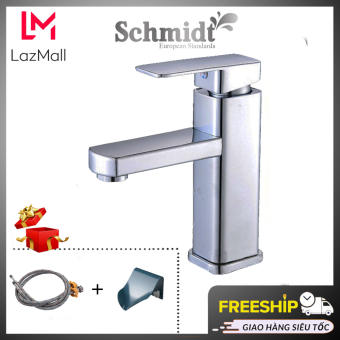 Vòi Rửa Mặt Lavabo Nóng Lạnh Schmidt Bộ Vòi Nước Gắn Chậu Gắn Bồn Chuẩn Inox 304 Xước Không Rỉ Thiết Kế Kiểu Dáng Hiện Đại Sang Trọng - Hàng Chính Hãng