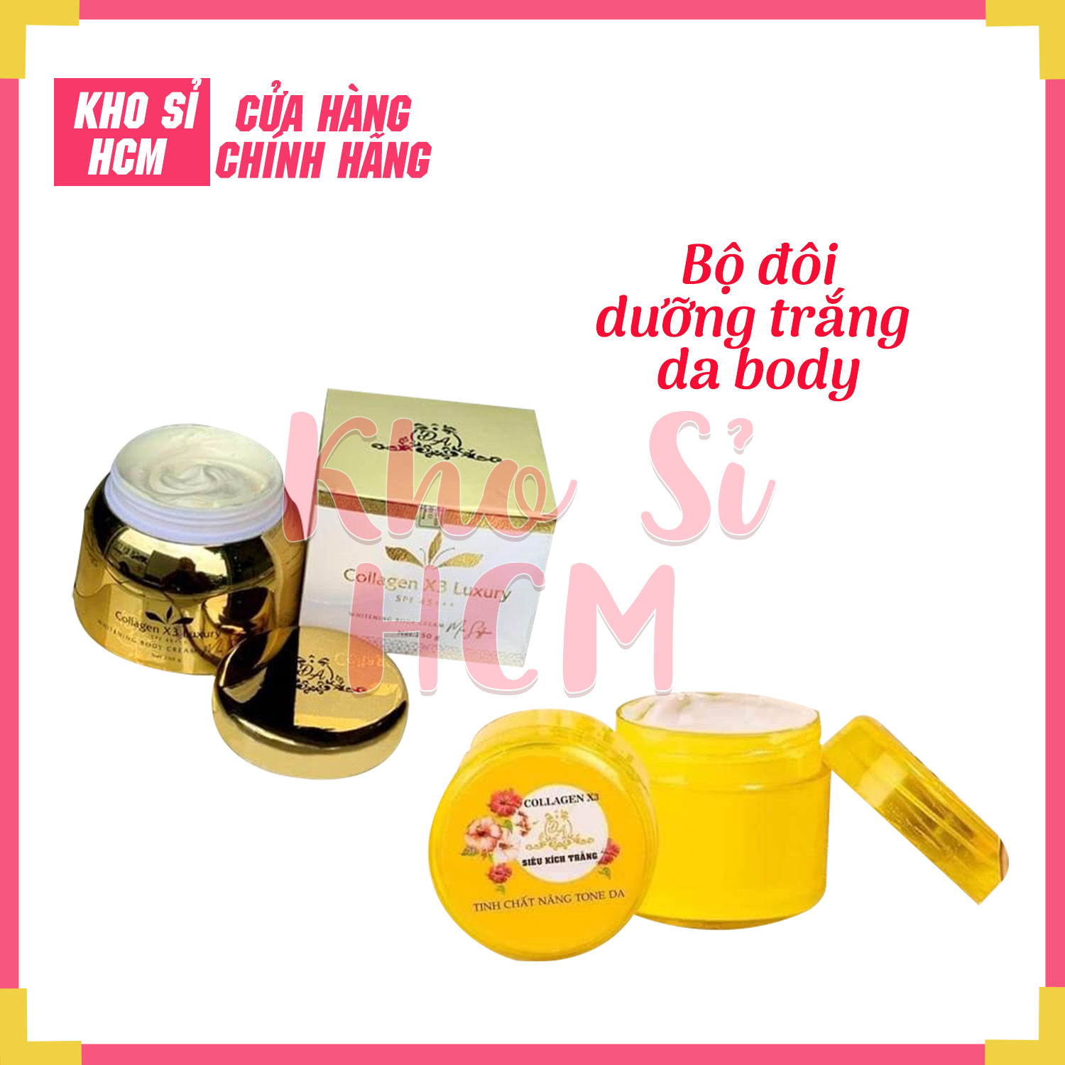 [HCM] Kem trắng da body Luxury x3 và kích trắng collagen x3 ( Chính hãng )