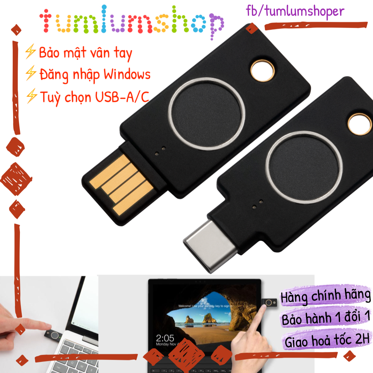 Yubikey Bio - Thiết bị xác thực 2 yếu tố nhận dạng vân tay