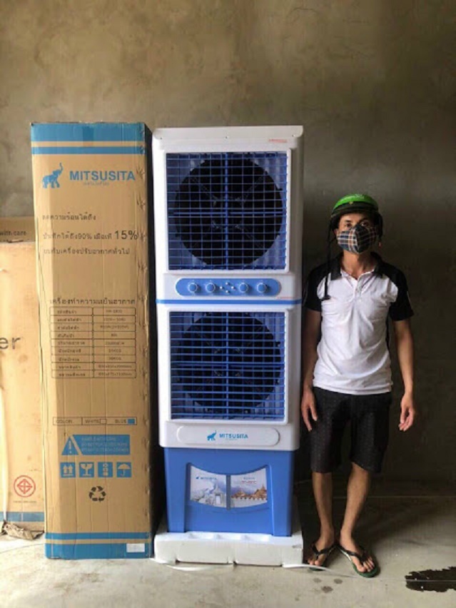 Quạt điều hòa hơi nước 2 tầng MITSUSITA HA-1800 , 600W, made in Thái lan, dây đồng, Quạt hơi nước dùng cho nhà hàng nhà xưởng