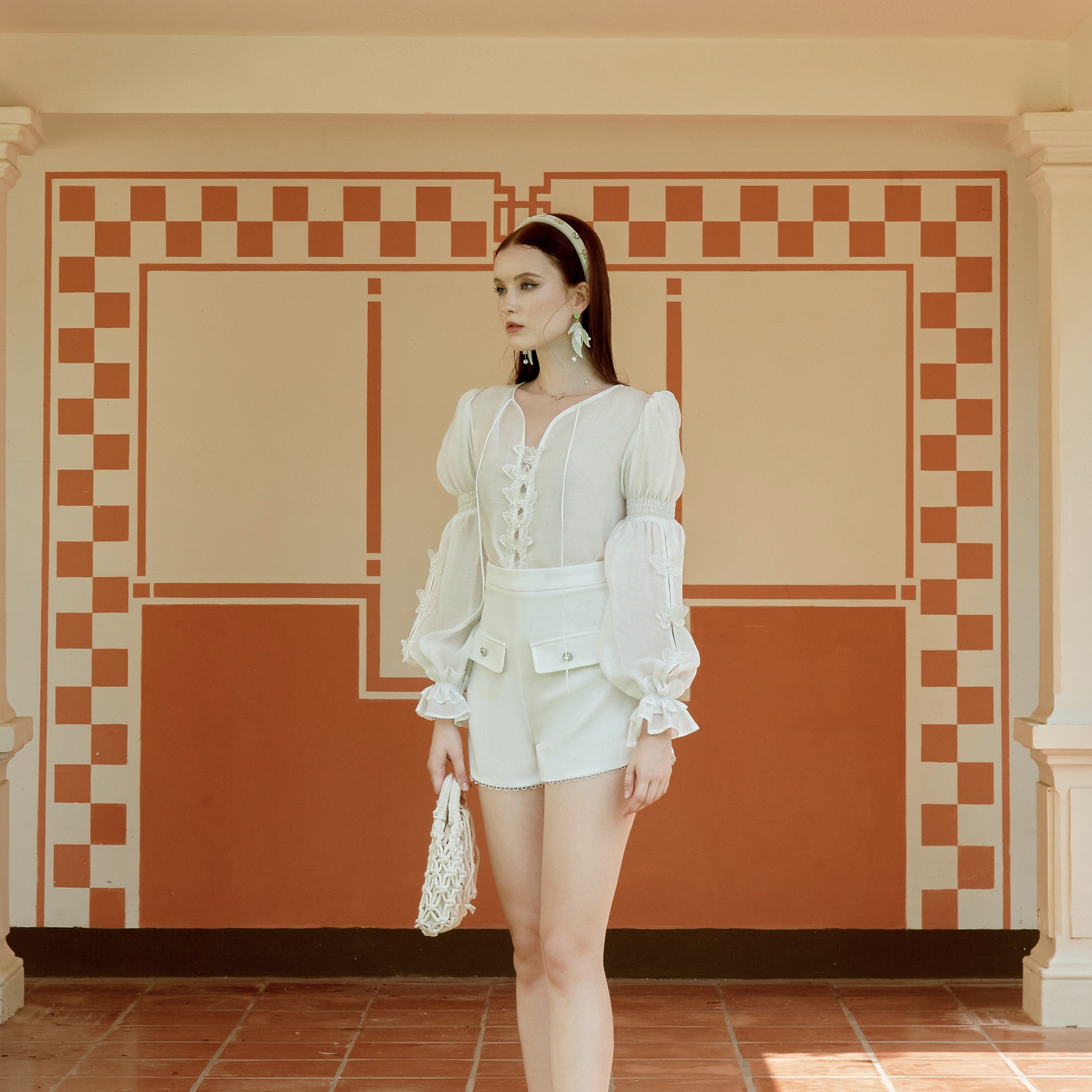 Roma Blouse & Xenia Short - Set áo thêu hoạ tiết và quần cạp cao -