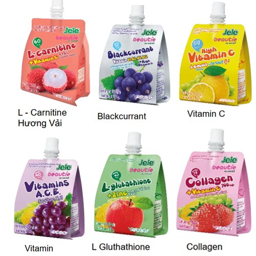 (Lốc 3 gói) Nước trái cây thạch Jele Beautie Thái Lan 150g/gói