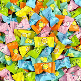 Kẹo trái cây bạc hà bốn mùa thơm mát, không đường, vị trái cây, viên kẹo ngậm thơm miệng.