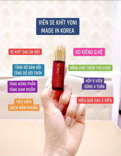 VIÊN ĐẶT PHỤ KHOA YONI HÀN QUỐC HỘP 6 VIÊN HẾT VIÊM NHIỄM SE KHÍT CÔ BÉ