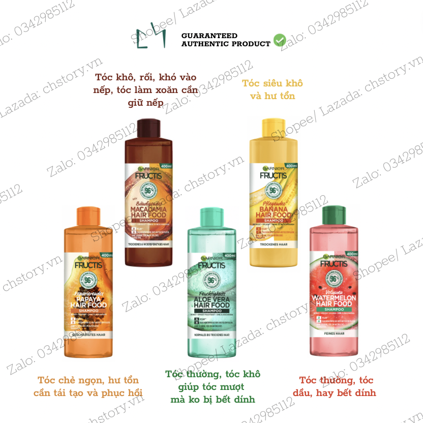 Dầu gội/xả Garnier Fructis Hair Food 400ml nội địa Đức