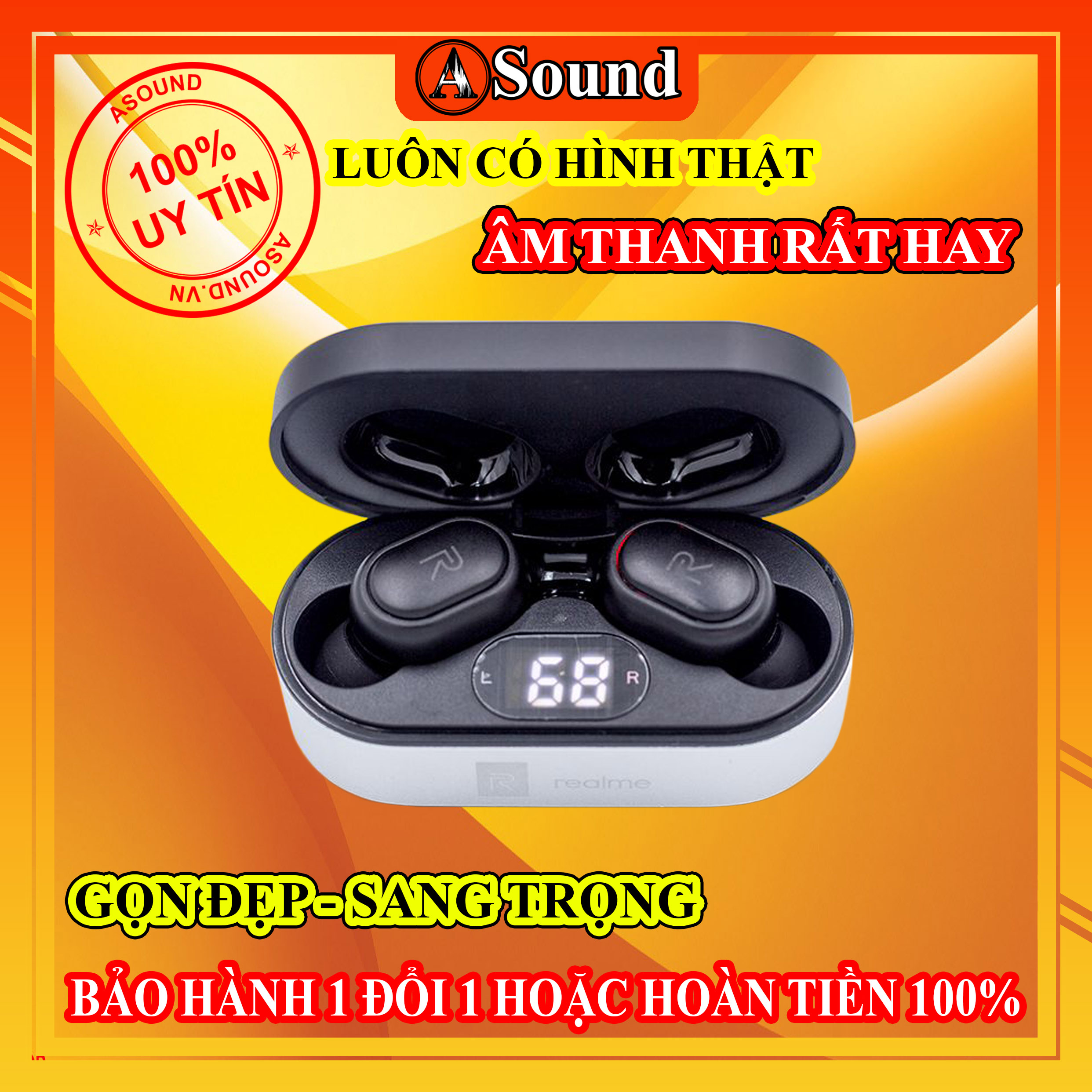 Tai nghe không dây bluetooth TWS REALME T4, âm thanh hay giá rẻ, nhỏ gọn, siêu ngon lành