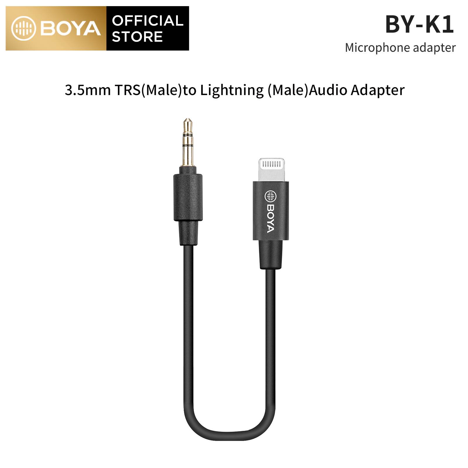BOYA BY-K1 3.5Mm Nam TRS Đến Cáp Chuyển Đổi Lightning Nam Được Chứng Nhận Của Apple MFi (20Cm) Tương Thích Với Các Thiết Bị iPhone IOS