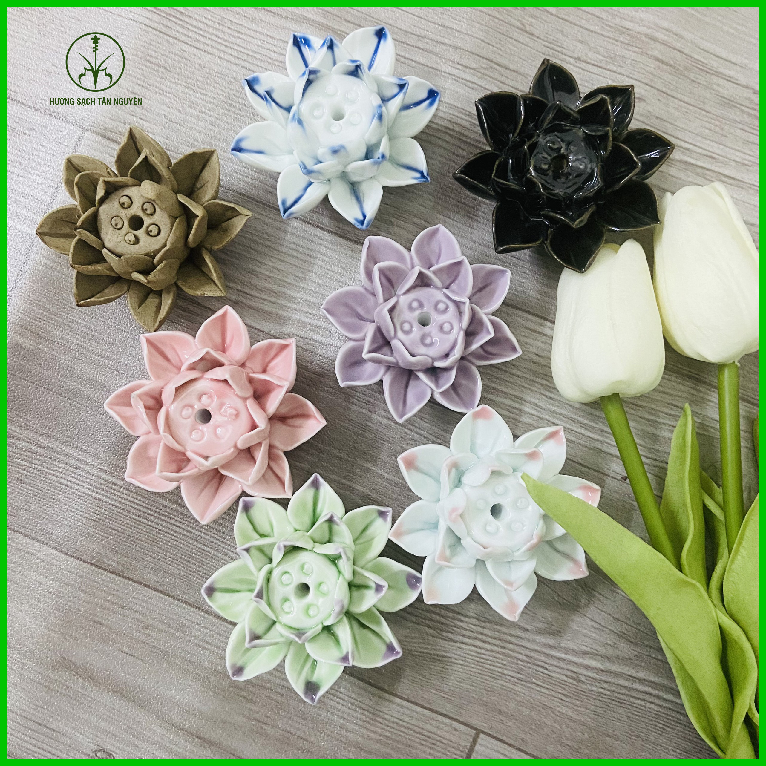 Đế cắm nhang Tân Nguyên, đế cắm nhang trầm, cắm hương trầm hình hoa sen bằng gốm sứ cao cấp giá rẻ