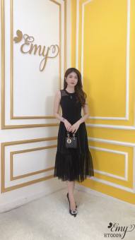 Đầm EMY ET0009 Xoè Tùng Phối Lưới