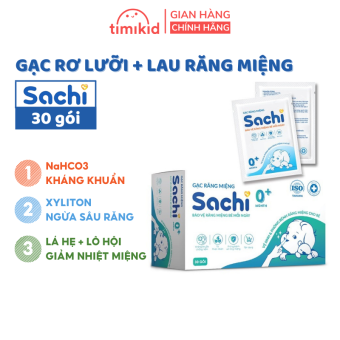 Gạc Rơ Lưỡi SACHI Chiết Xuất Lá Hẹ, Lô Hội, Cúc La Mã - Vệ Sinh Răng Miệng Cho Bé Từ 0m+