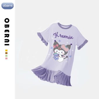 Oberni Đồ ngủ trẻ em áo ngủ mỏng mùa hè bộ đồ ngủ bé gái in kurome hoạt hình dễ thương cho bé gái từ 3-16 tuổi phong cách mới quần áo ở nhà mềm mại và thoải mái