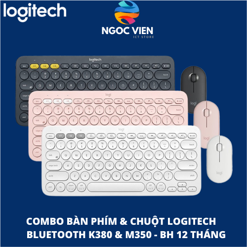 Combo chuột phím không dây bluetooth K380 & M350 - Yên tĩnh giảm ồn, kết nối đa thiết bị