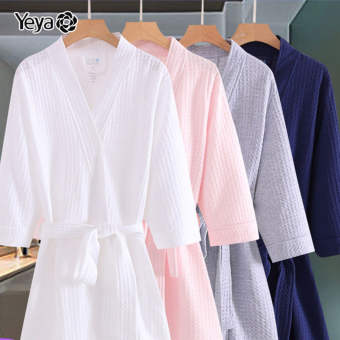 YEYA Áo Ngủ Dày Mùa Xuân Và Mùa Thu Áo Choàng Tắm Khách Sạn Yukata Cho Nam Và Nữ Kiểu Bánh Quế Dáng Rộng Áo Choàng Buổi Sáng Mùa Xuân Hè Đồ Ngủ Đôi