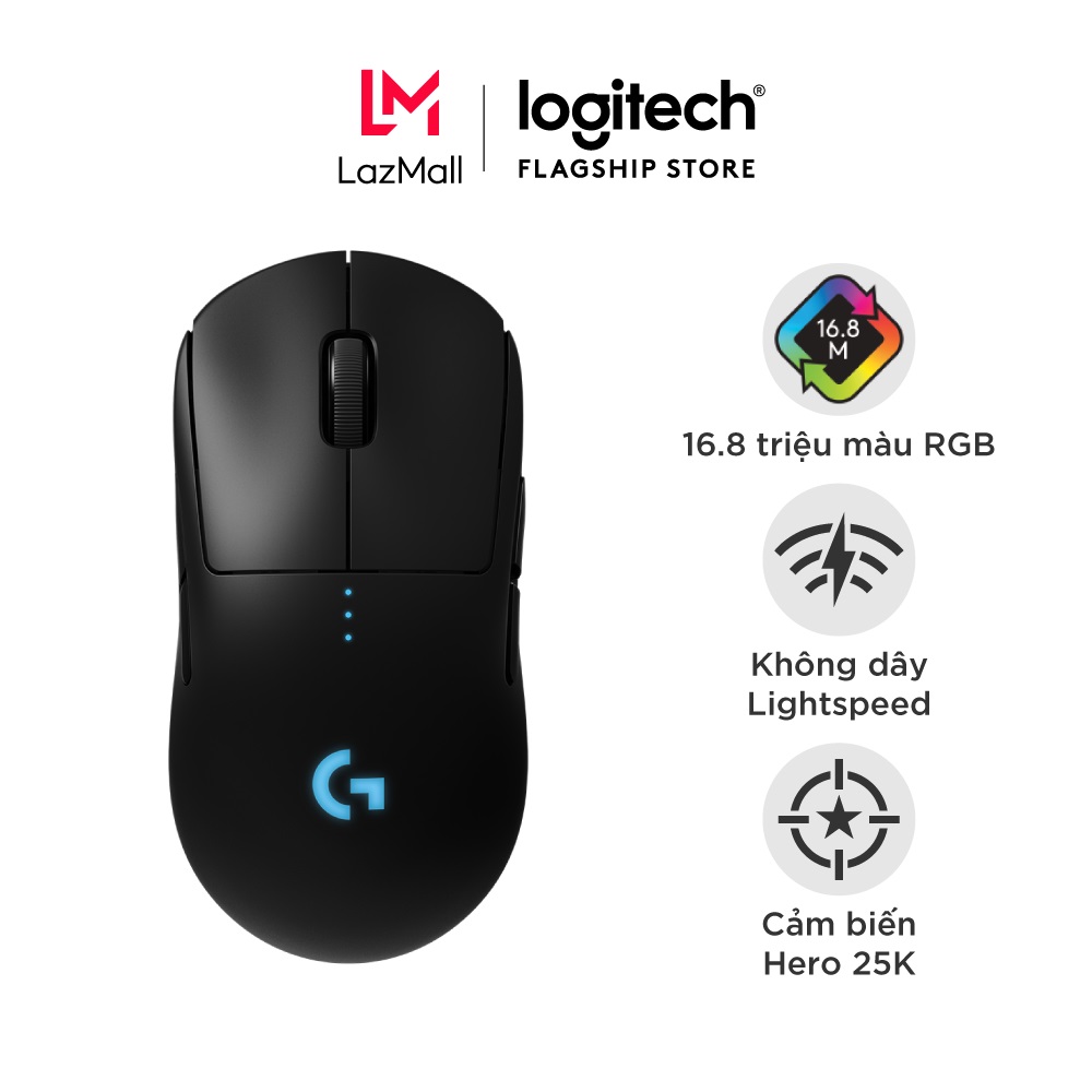 Chuột game không dây Logitech G Pro Wireless Thiết kế cấp độ Esport nhẹ cảm biến Hero 25k RGB Lightsync Lightspeed