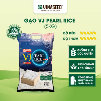 Gạo VJ Pearl Rice Vinaseed Túi 5kg - Sản xuất theo công nghệ Nhật Bản thơm mùi lá dứa