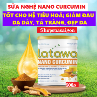 Sữa nghệ Latawa Nanocurcumin bổ sung bột yến sào, hạt óc chó, hạt mác ca.