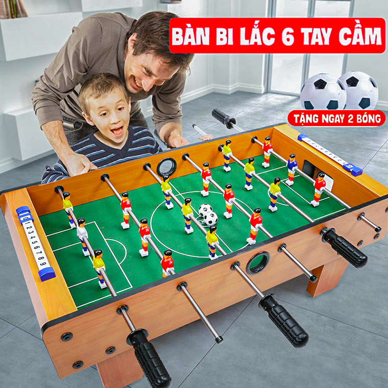 Bàn bi lắc bóng đá 6 tay bằng gỗ - bàn chơi đá bóng - tặng kèm 2 bóng- bàn bi lắc mini