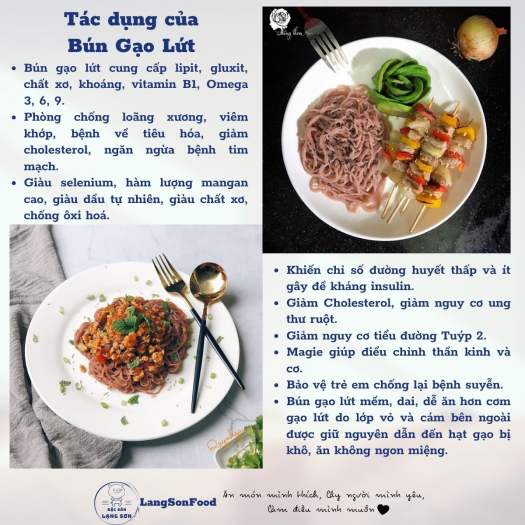 Bún gạo lứt huyết rồng giảm cân eat clean ăn kiêng LangSonFood làm từ 100% gạo lứt huyết rồng gói 500g