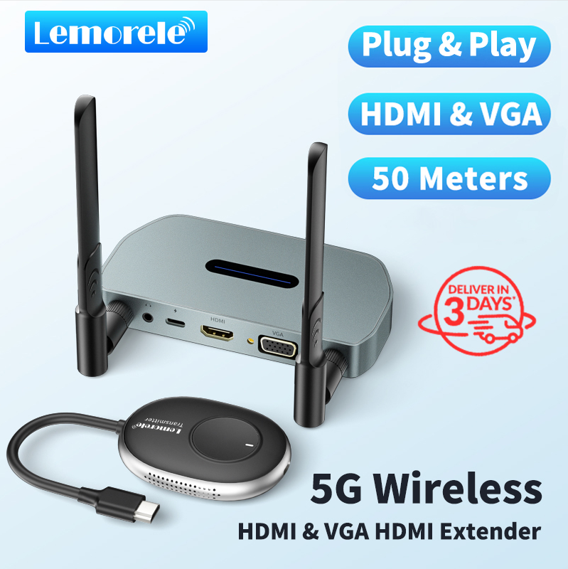 Hagibis Wireless HDMI Transmitter & Receiver Extender Kits, Full HD  1080P@60Hz 5GHz 164ft Wireless Display Dongle, Plug and Play for Streaming