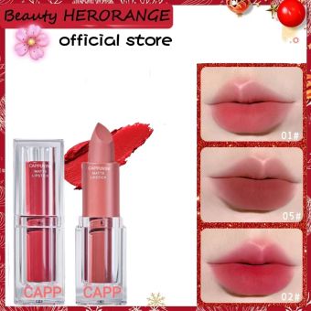 Son kem lì Cappuvini vỏ trắng tone đỏ nâu đất mềm mịn lâu trôi,son nội địa Trung