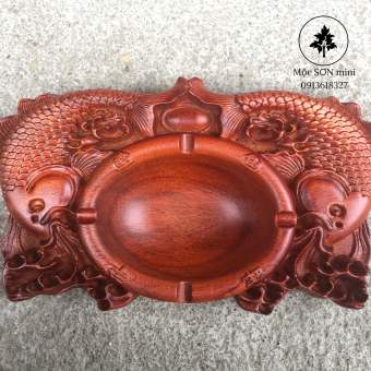 Gạt tàn cá chép gỗ hương,gạt tàn nguyên khối nguyên gỗ phụ kiện trang trí