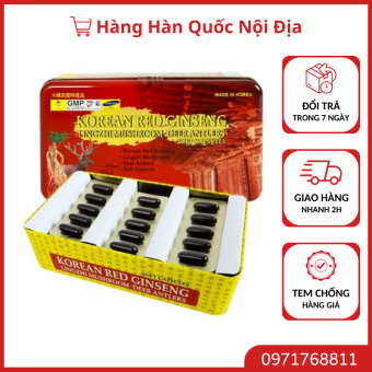 Viên Đạm Hồng Sâm Nhung Hươu Linh Chi Hàn Quốc, Đạm Tổng Hợp Hộp 60 Viên Chính Hãng