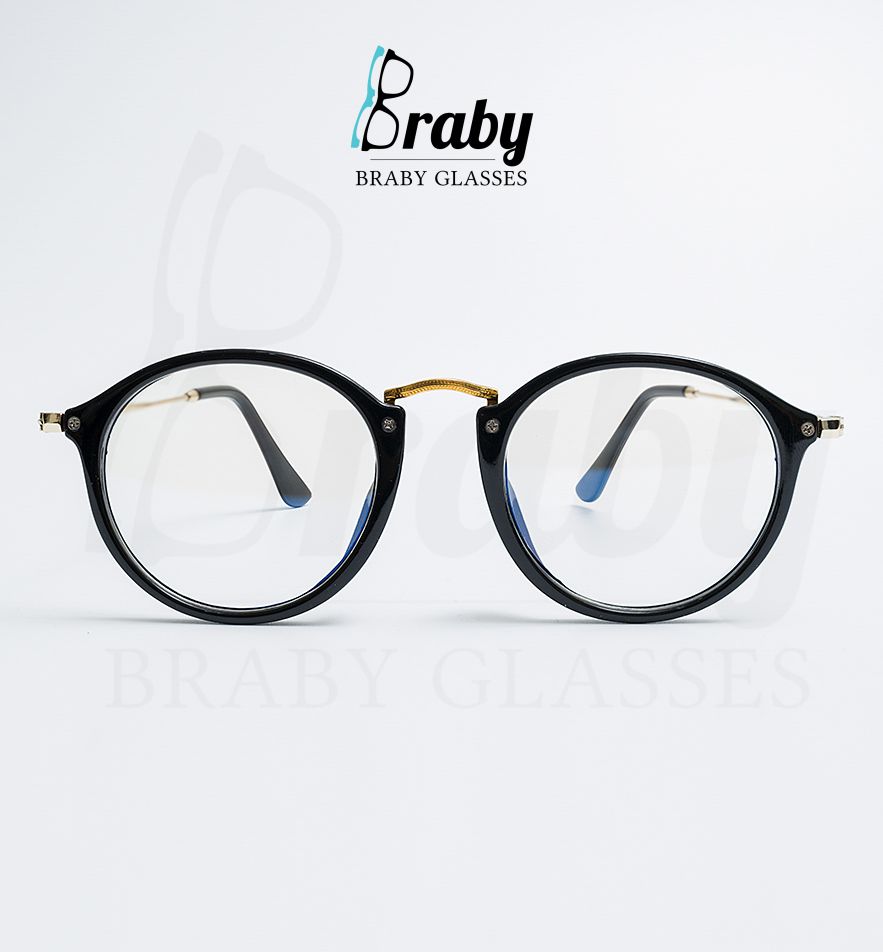 Gọng kính cận nam nữ tròng mắt tròn 2 màu nâu đen chống ánh sáng xanh Braby kiểu dáng mảnh thời trang MK32