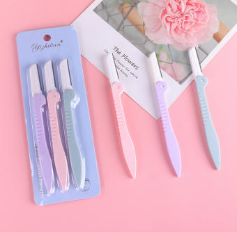 Dao cạo lông mày, Dao cạo mặt cho nữ Yizhilian Hộp 3 cái lưỡi dao bằng thép không gỉ an toàn cho da, có thể thay đổi, tháo lắp lưỡi dao khỏi thân dao