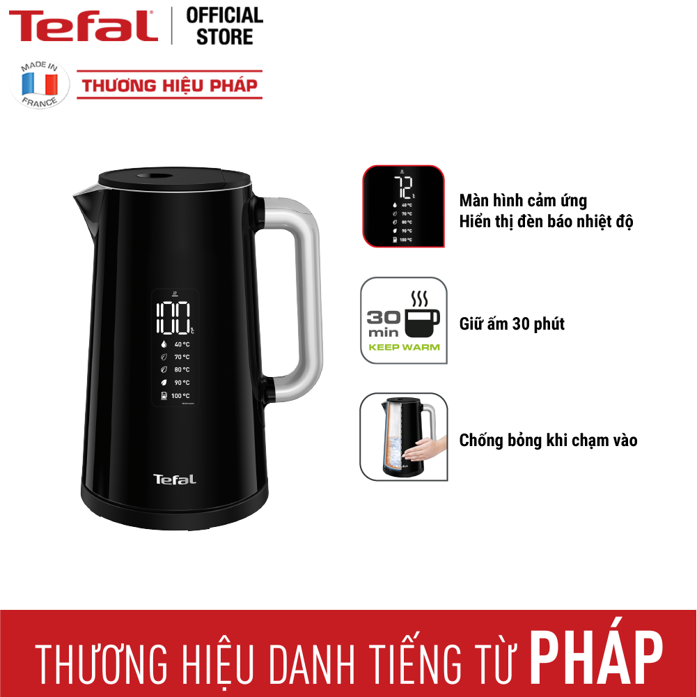 Bình đun siêu tốc tefal smart & light ko850810 - 1800w, 1.7l - hàng chính hãng