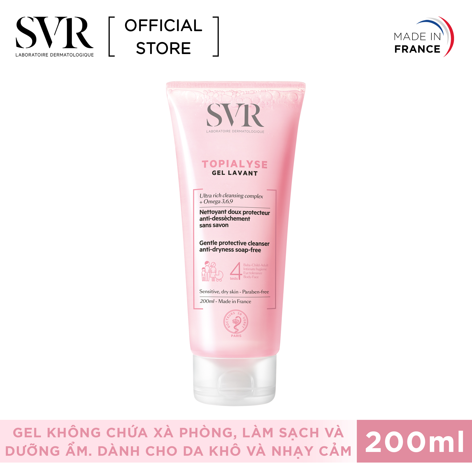 Đủ bill - sữa rửa mặt svr topialysegel lavant màu hồng da khô nhạy cảm 200ml