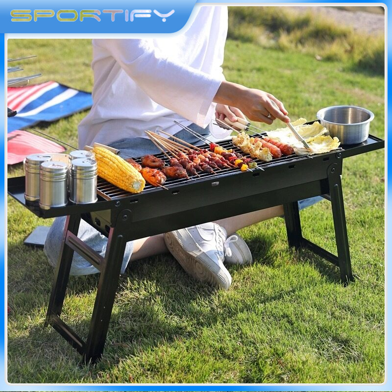 Vỉ Nướng Ngoài Trời Bằng Thép Không Gỉ, Vỉ Nướng Thịt Gấp Gọn Di Động Bếp Than BBQ Phụ Kiện Nướng BBQ Dã Ngoại 3-5 Người