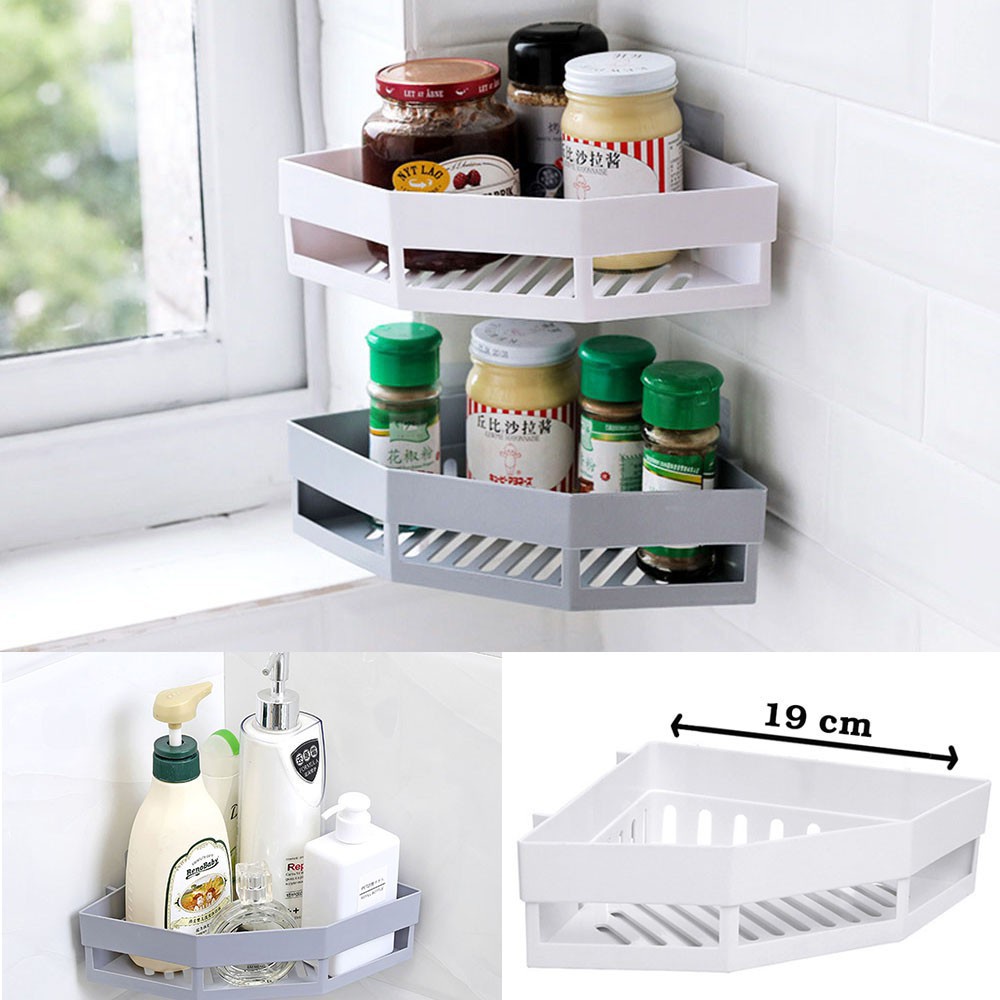 Kệ góc dán tường- kệ nhựa tam giác dán tường -để đồ nhà tắm- kệ để đồ dán tường đa năng