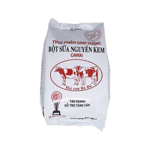 Combo 3 bịch Sữa Bột Nguyên Kem Hai Con Bò Đỏ 500g