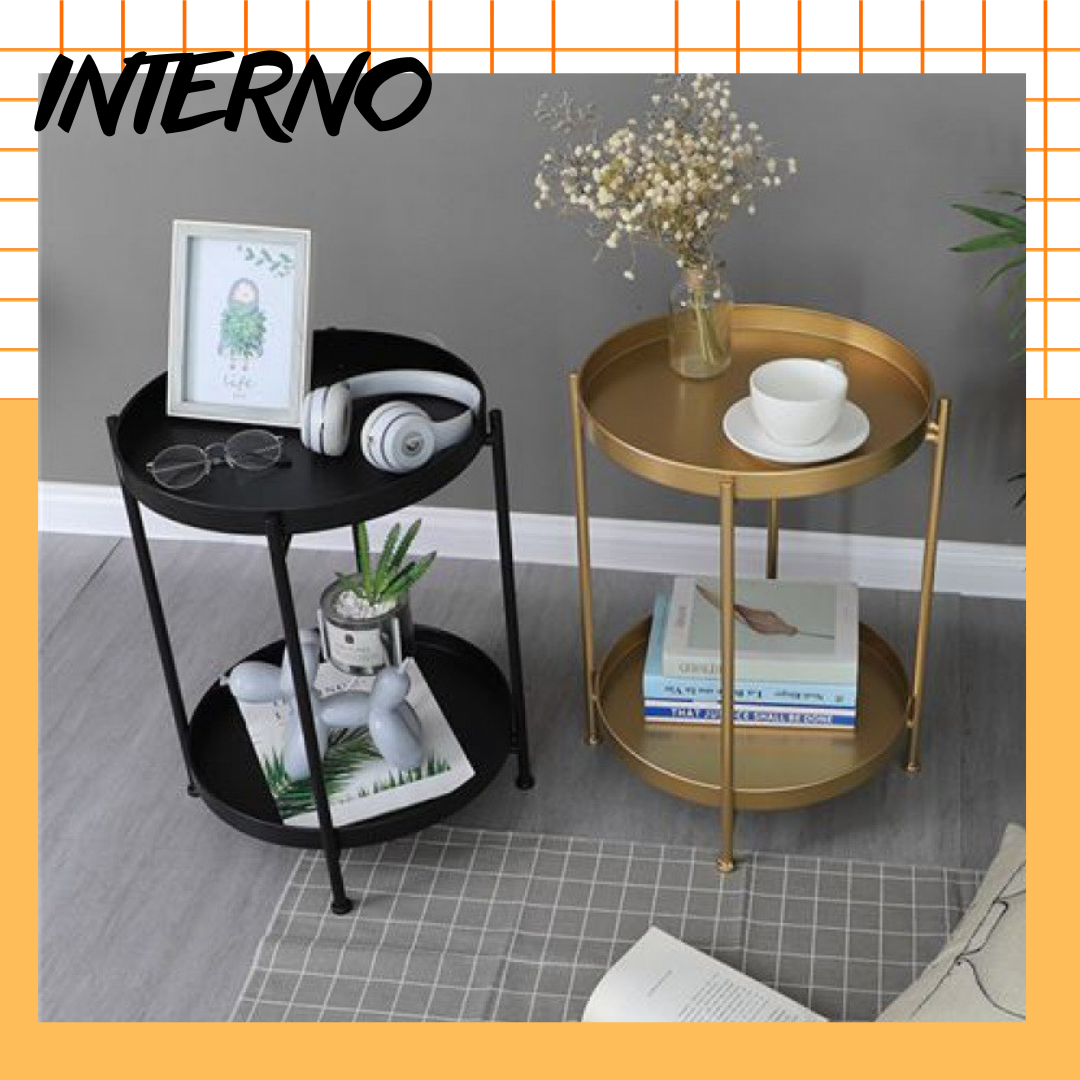 Bàn cà phê gấp gọn 2 tầng , bàn trà tròn sofa khung sắt interno , bàn bàn công bắc âu